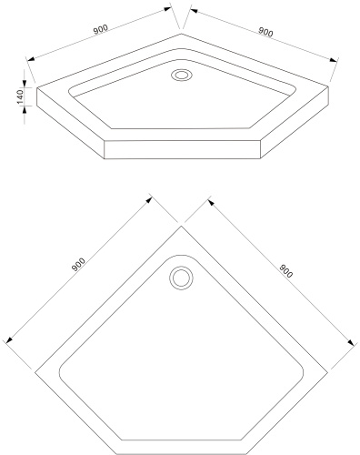 Душевой поддон Bravat Type-P1 P39 90х90 акрил белый - фото 2