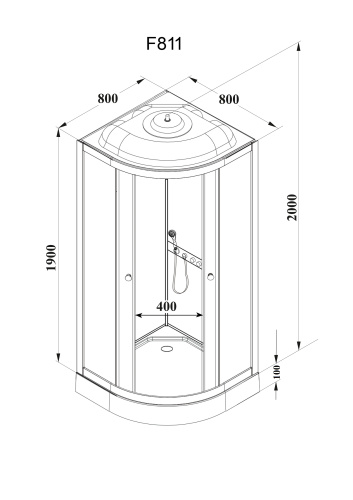 Душевая кабина Parly Frost F811 80х80 четверть круга с крышей ориентация универсальная - фото 3