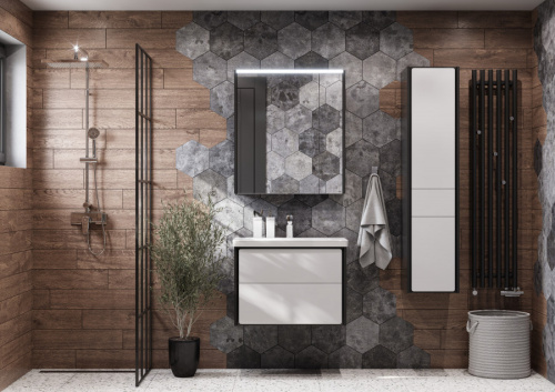 Шкаф-пенал Roca Ronda ZRU9302966 32х33х139 подвесной цвет антрацит/белый глянцевый - фото 2