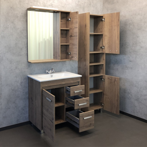 Тумба с раковиной Comforty Марио 00-00004157CF 76х47х86 напольная цвет дуб темный - фото 5