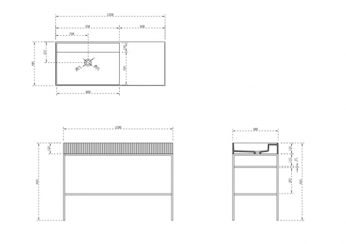 Консоль с раковиной Abber AS2647 120х48х85 напольная цвет черный - фото 5