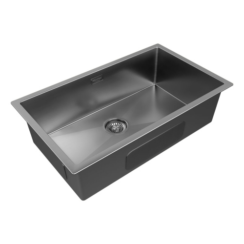 Кухонная мойка Paulmark ALLER 74 UNI PM807444-GM 69х39 цвет вороненая сталь - фото 2