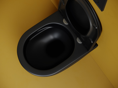 Унитаз подвесной Ceramica Nova VOGUE CN4008TMB черный матовый с сиденьем микролифт безободковый смыв торнадо - фото 5