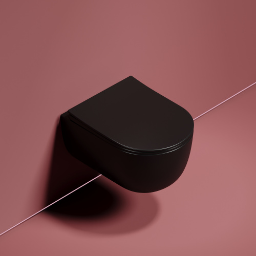 Унитаз подвесной Ceramica Nova MODENA CN6063MB черный матовый с сиденьем микролифт безободковый душевой смыв - фото 3