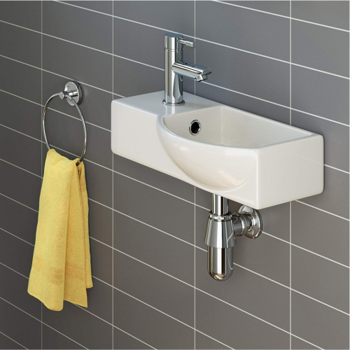 Раковина из сантехнического фарфора Melana 7947AR-805 41х23 подвесная цвет белый 1 отверстие под смеситель - фото 2