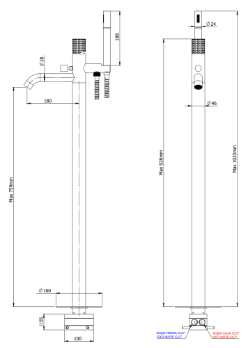 Смеситель для ванны Remer Celebrity CEC08XV напольный сталь - фото 2