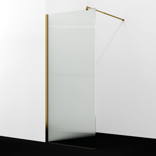 Душевая перегородка WasserKRAFT Rur 30W 30W46BG-FL 110х200 стекло рифленое профиль золото матовое - фото 3