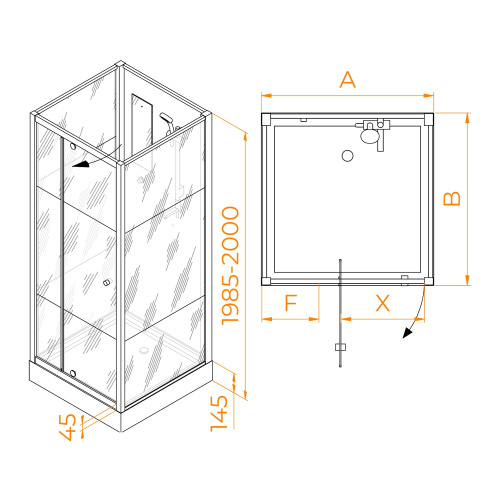 Душевая кабина RGW Andaman 411320799-95 90x90 квадратная без крыши ориентация универсальная - фото 2