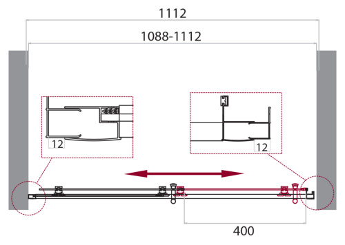 Душевая дверь BelBagno UNO-195 UNO-195-B-BF-1-110-CH-CR стекло шиншилла профиль хром глянцевый - фото 2