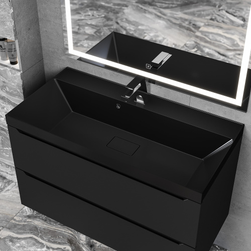 Раковина из литьевого мрамора Uperwood Classic New RClassicNew90bg 90х45 полувстраиваемая цвет черный глянцевый - фото 2