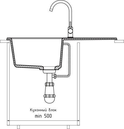 Кухонная мойка Granfest Quadro Q-780L песочный 77х50 цвет бежевый поверхность матовая - фото 4