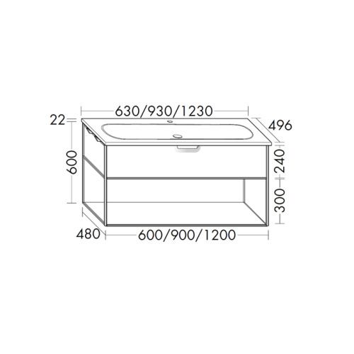 Тумба с раковиной Burgbad Vry SGUJ093F6019GO253C001*1 93х50х60 цвет белый матовый - фото 2