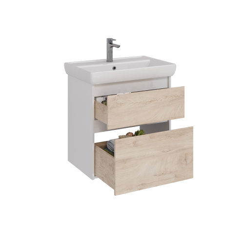 Тумба под раковину LeMark Combi LM03C70T-dub 64х44х65 напольная/подвесная цвет дуб канти/белый - фото 2