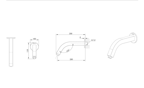 Держатель лейки Bravat D315BW черный - фото 2
