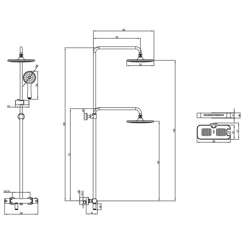 Душевая стойка LeMark Tropic LM7010C настенная с термостатом - фото 2