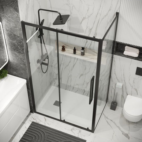 Душевая перегородка Grossman Cosmo 200.K33.02.70.21.00 70х195 стекло прозрачное профиль черный матовый - фото 5