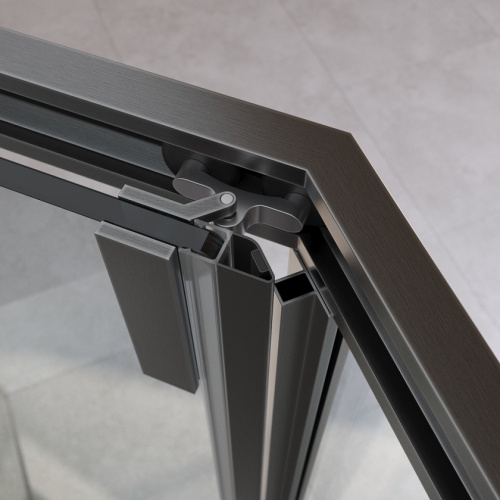 Душевой уголок Cezares RELAX 304 RELAX-304-P-1-100-C-GM 100х100 стекло прозрачное профиль оружейная сталь без поддона - фото 2