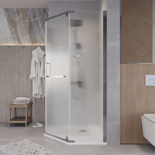 Душевой уголок Grossman Pragma 302.K33.03.1010.10.02 100х100 стекло текстурное профиль хром глянцевый без поддона - фото 4