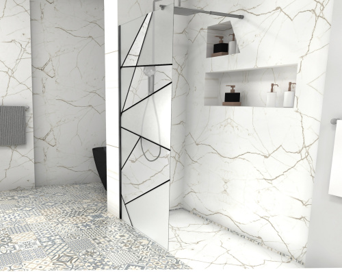 Душевая перегородка Cerutti SPA PICK T90B 90х120 стекло прозрачное/матовое профиль черный - фото 2