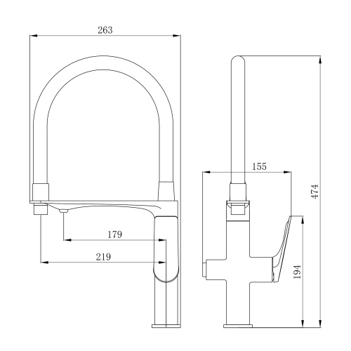 Смеситель для кухни Tokito MITSUISHI TOK-MIT-1012GM на раковину вороненая сталь - фото 5