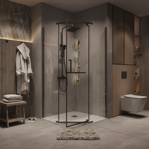 Душевой уголок Grossman Pragma 302.K33.03.1010.42.00 100х100 стекло прозрачное профиль графит матовый без поддона - фото 5