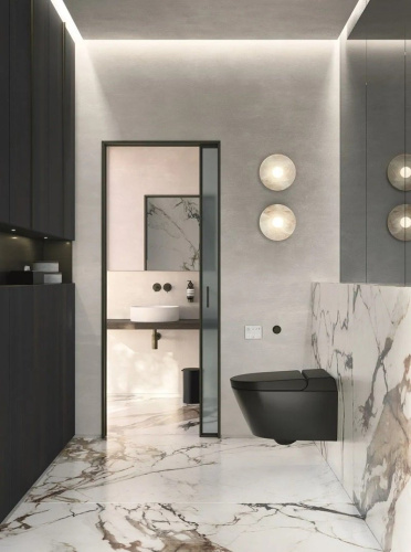 Унитаз-биде электронный подвесной GSI Wclean 7418K26 черный матовый с сиденьем микролифт безободковый смыв торнадо - фото 2