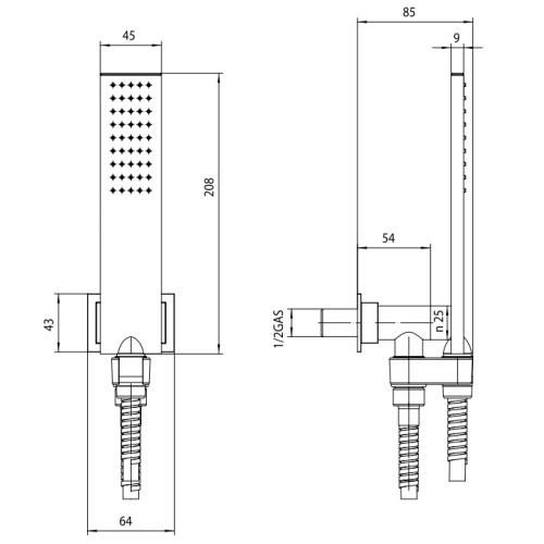 Душевой гарнитур Bossini Flat One C13001.030 настенный  хром - фото 2