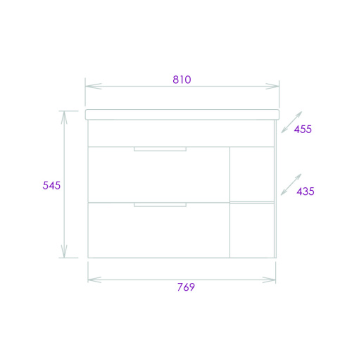 Тумба под раковину Onika Легран 108047 77х44х50 подвесная - фото 3