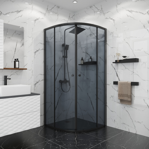 Душевой уголок Niagara Eco NG-1003-14T 79х79 стекло тонированное профиль черный матовый без поддона - фото 3