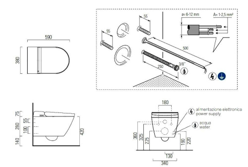 Унитаз-биде электронный подвесной GSI Wclean 7418K08 бежевый матовый с сиденьем микролифт безободковый смыв торнадо - фото 5