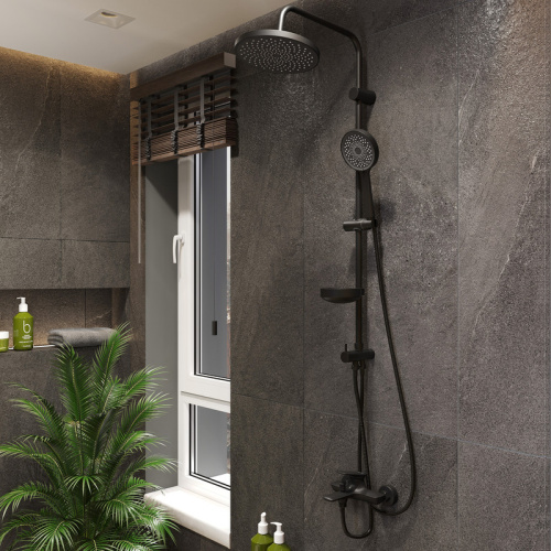 Душевая стойка Bond Circle B01-8888 настенная цвет черный матовый - фото 2