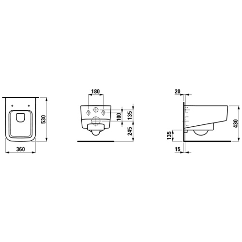 Чаша унитаза подвесная Laufen Pro 8.2096.2.000.000.1 цвет белый без сиденья безободковая каскадный смыв - фото 2