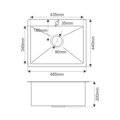 Кухонная мойка Melana ProfLine MLN-R48544H 49х44 цвет сатин поверхность матовая - фото 4