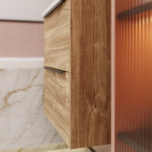 Тумба под раковину La Fenice Tesoro FNC-01-TES-DKK-60-2 59х39х62 подвесная цвет коричневый матовый - фото 3