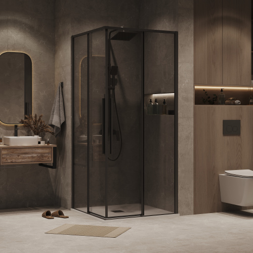 Душевая дверь Grossman Galaxy 1/2.K33.01.11.21.10 110х195 стекло тонированное профиль черный матовый - фото 3