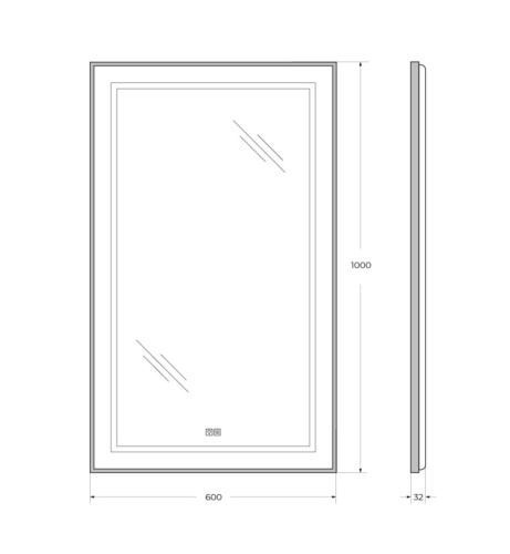 Зеркало в ванную BelBagno Kraft SPC-KRAFT-600-1000-LED-TCH-WARM-NERO 60х100 - фото 5