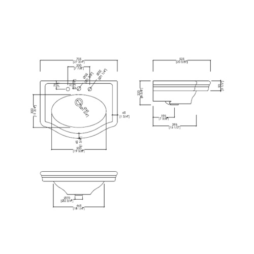 Раковина керамическая Devon Devon New Etoile 70 см IBLG3FNET подвесная цвет белый 3 отверстия под смеситель - фото 2
