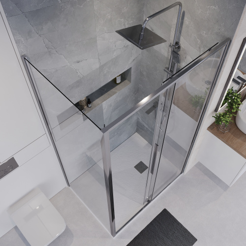 Душевой уголок Niagara Nova NG-64-13A-A80-34 130х80 стекло прозрачное профиль хром глянцевый без поддона - фото 5