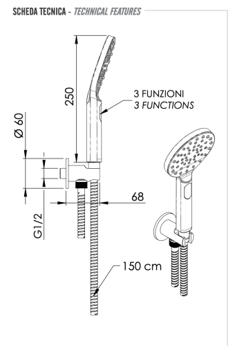 Душевой гарнитур Remer 337M318MP настенныйу хром - фото 2