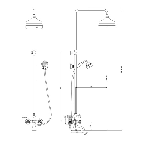 Душевая стойка LeMark Vintage LM2862B настенная - фото 2