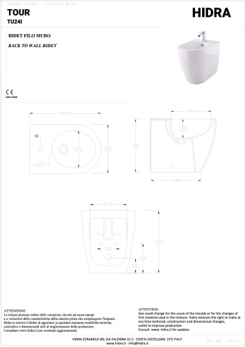Биде Hidra Tour TU24I/026 напольное - фото 2