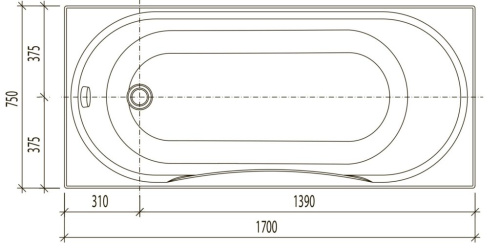 Ванна акриловая Aquanika Form A1017075026 170х75 пристенная прямоугольная без каркаса - фото 5