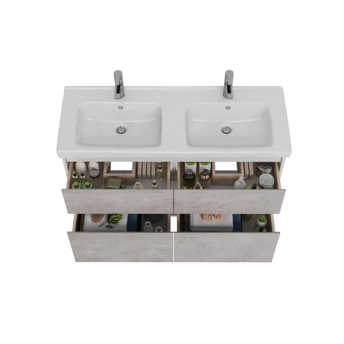 Тумба под раковину LeMark Combi LM03C125T-Beton 120х45х68 напольная/подвесная цвет бетон/белый - фото 3