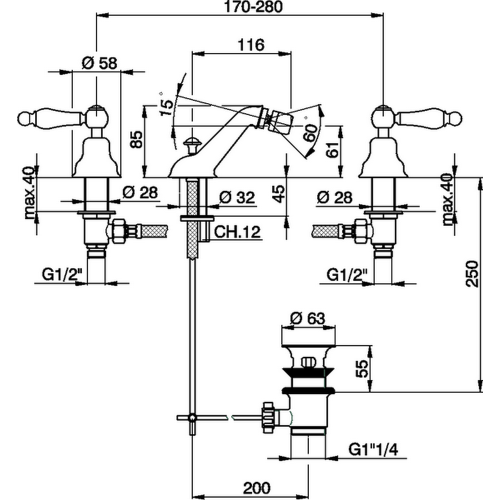 Смеситель Cisal Arcana Toscana TS00122027 на биде бронза - фото 2