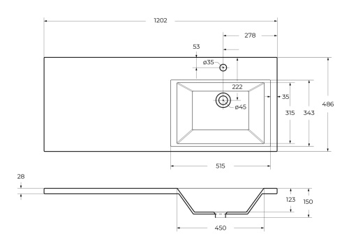 Раковина из искусственного камня BelBagno BB1200/480-LV-MR-R 120х49 над стиральной машиной цвет белый 1 отверстие под смеситель - фото 2