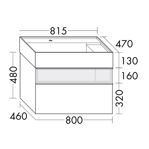 Тумба с раковиной Burgbad Yumo SFMX082 F3194 C0001*1 81х47х48 подвесная цвет серый глянцевый - фото 2