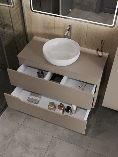 Тумба с раковиной Orange Line Li-100TuLMDF+B07-420W 101х46х67 - фото 4