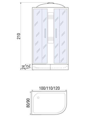 Душевая кабина River NARA 110/80/24 MT L (10000002815) 110х80 асимметричная с крышей ориентация левая - фото 2