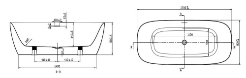 Ванна акриловая Art&Max Verona AM-VER-1700-800 отдельностоящая овальная - фото 3