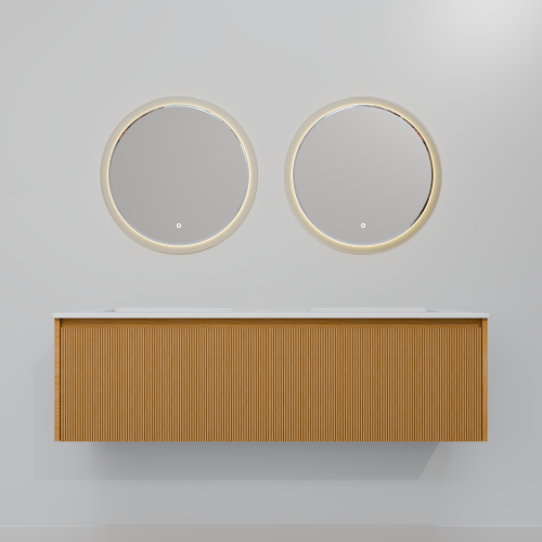 Тумба с раковиной+зеркало Art Decco Elizabeth (Элизабет) AEL14W11D2M0 140x45x40 подвесная цвет белый дуб - фото 3